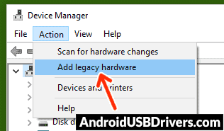 Device Manager Add legacy hardware - HTC Desire 828 Dual Sim USB Drivers