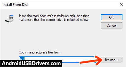 Install From Disk Browse - Lava A72 USB Drivers