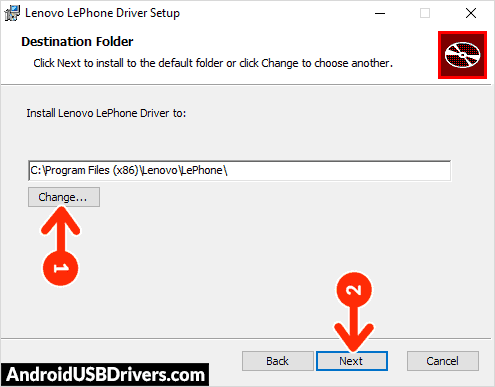 Lenovo Phone Drivers Choose Destination Folder - Lenovo Sisley USB Drivers