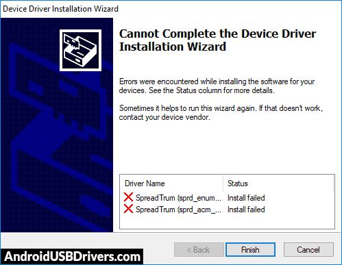 Spreadtrum Jungo Driver Installation Failed - Alcatel OneTouch 2051X USB Drivers