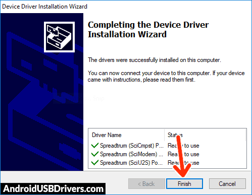 Spreadtrum-SCI-Driver-Installation-Successful - 5Star BD130 USB Drivers